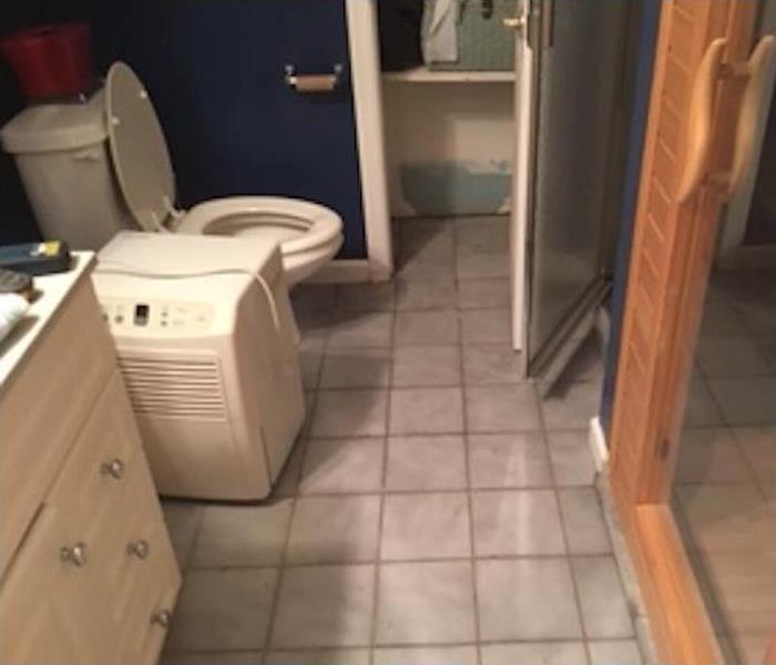 bathroom with water damage from sewage